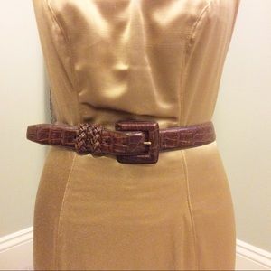 Brighton Brown Croco-Embossed Geniune Leather Belt